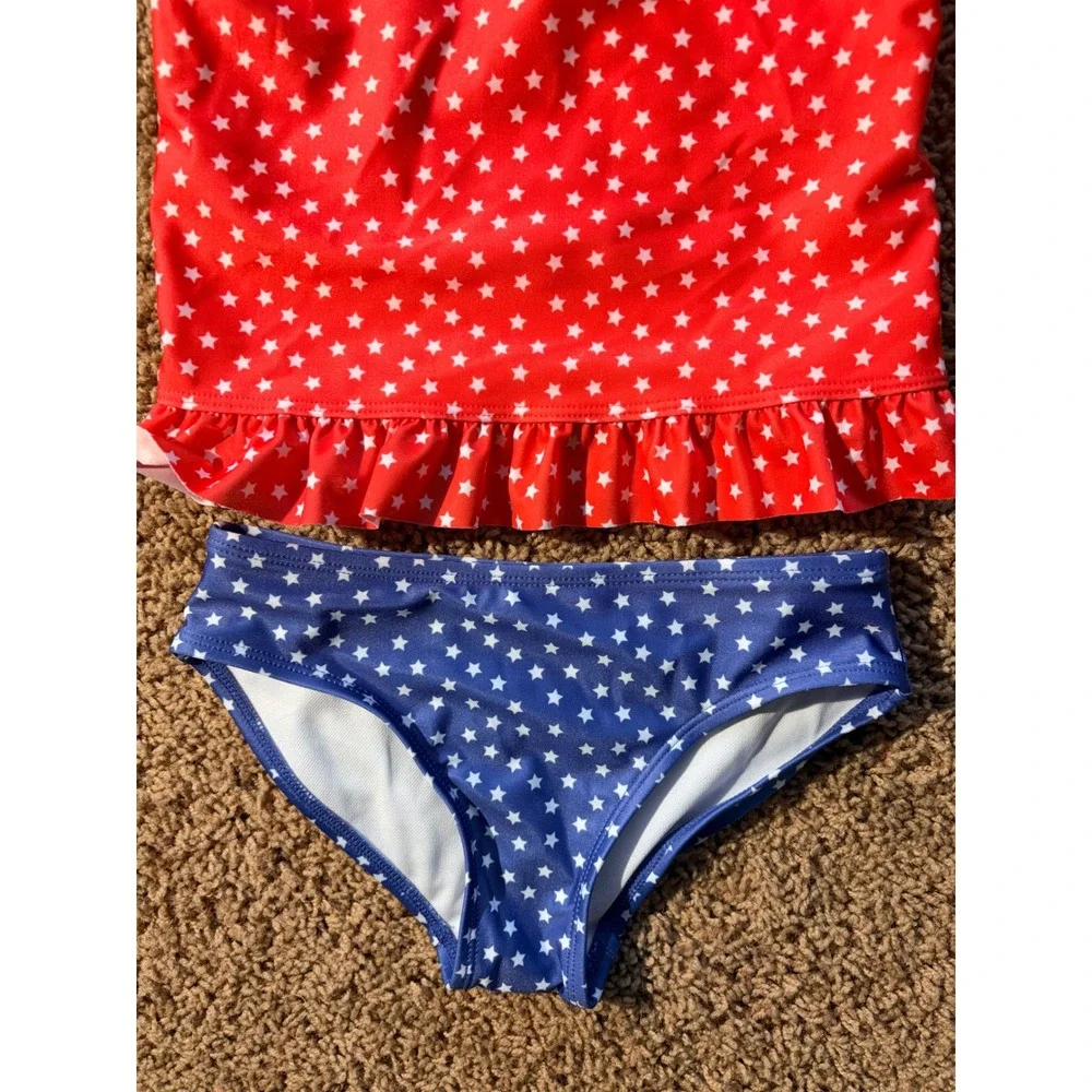 Cat & Jack Patriotic Stars Tankini Swim Bathing Suit Girls 4/5 XS NEW NWT